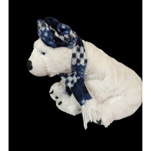 Atico‎ International  polar bear blue eyes  blue hat and scarf  13 inch
